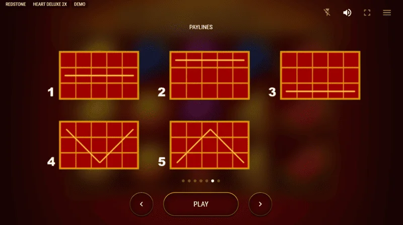 Heart Deluxe 2x - esquema de cinco líneas ganadoras de izquierda a derecha